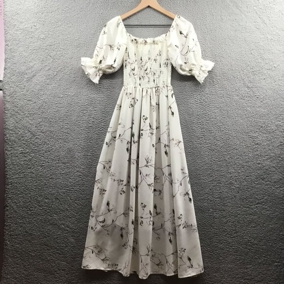 Moosta Magnolia Printl Midi Dress Ivory 2 - Picture 2 of 3